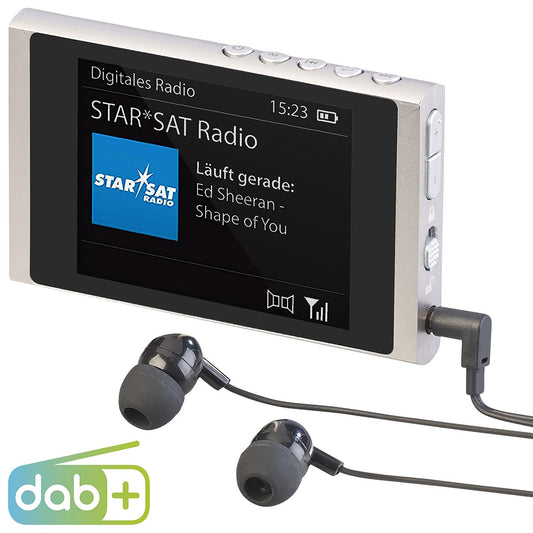 VR-Radio DAB Radio: Digital Slim Pocket Radio DAB+/FM, Battery, Earphones, Aluminum Case (DAB Mini Radio, Pocket, Fitness)
