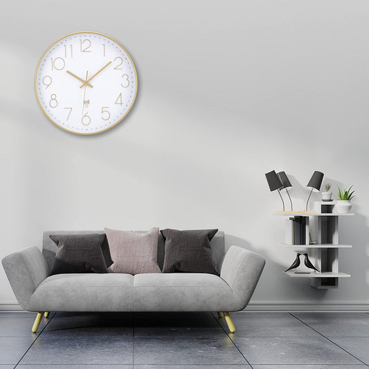 ACCshine silent non-ticking wall clock, 30cm quartz battery operated large wall clock, easy to read for room home kitchen bedroom office school (white)