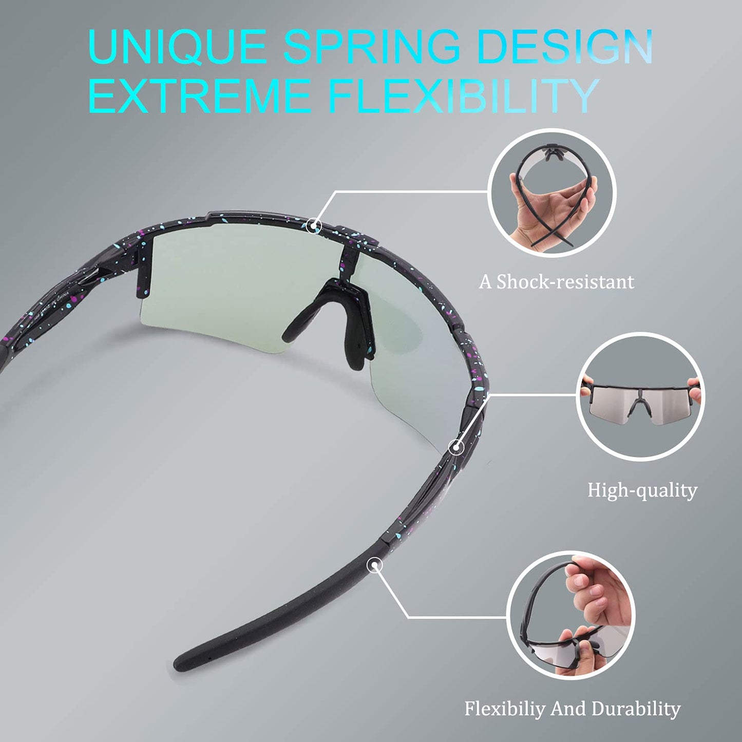 BangLong Polarized Sunglasses, Cycling Glasses for Men Women UV 400 Protection with 3 Interchangeable Lenses, Protective Eyewear for Outdoor Sports Cycling Running Golf.