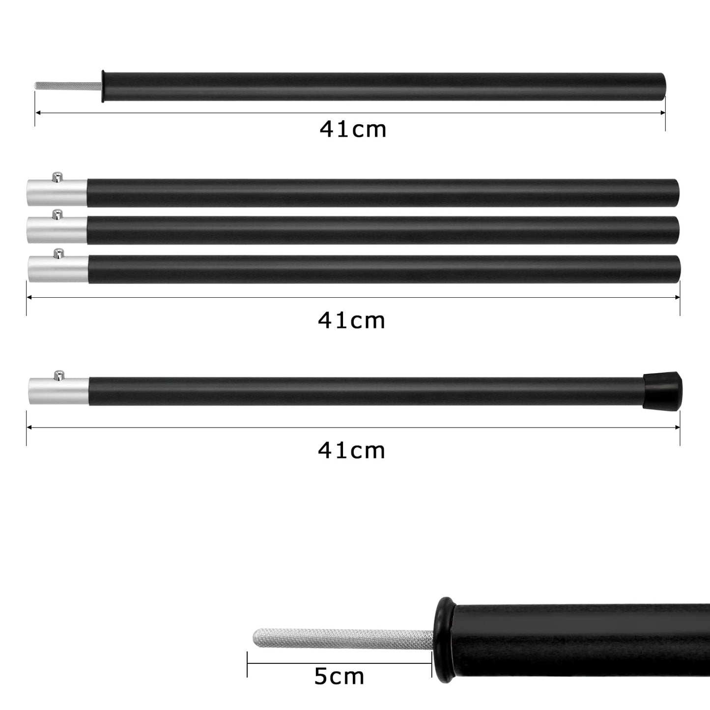 KOMCLUB Tent Poles Tarp Poles - Aluminum Telescopic Poles for Tent Flies Tarps, Lightweight, Adjustable Replacement Tent Poles Outdoor Sports Camping 1.9m