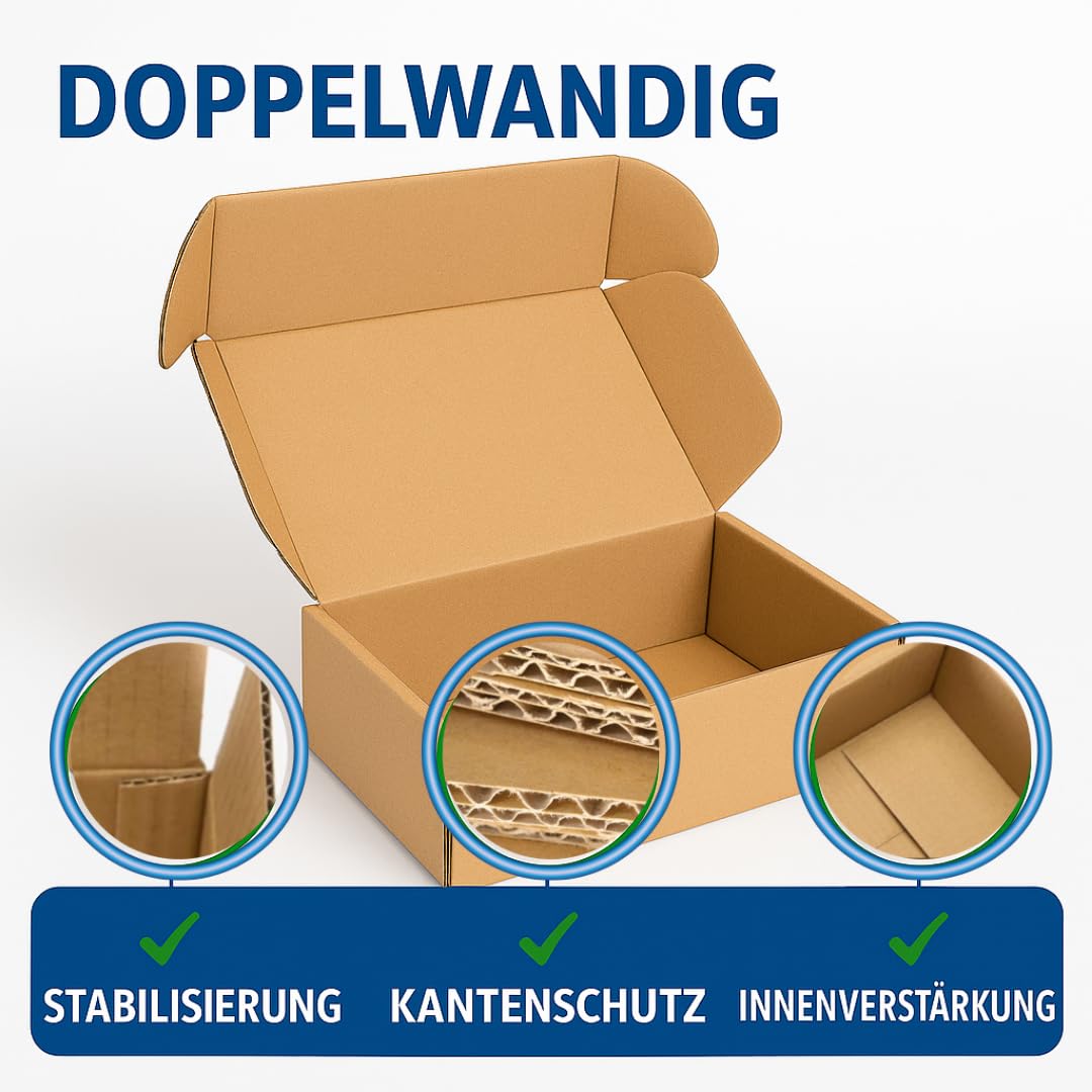 MBC 20s shipping box small, foldable 25 x 20 x 10 cm | Folding box brown | Sturdy and robust | Packet recyclable | Ideal for shipping small goods | DHL compliant size S