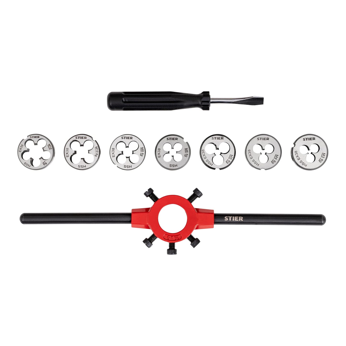 BULL Thread Cutting Tool Set 32-piece M3-M12 HSS-G, For metric internal and external threads, ISO standard compliant for professionals, extensive set HGB sets.