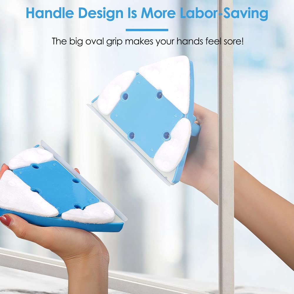 InLoveArts Magnetic Window Cleaner Double-sided Window Cleaner 5 Files Glass Wiper for Windows for Double Glazed High-rise Windows with a Thickness of 4 to 28mm (Blue)