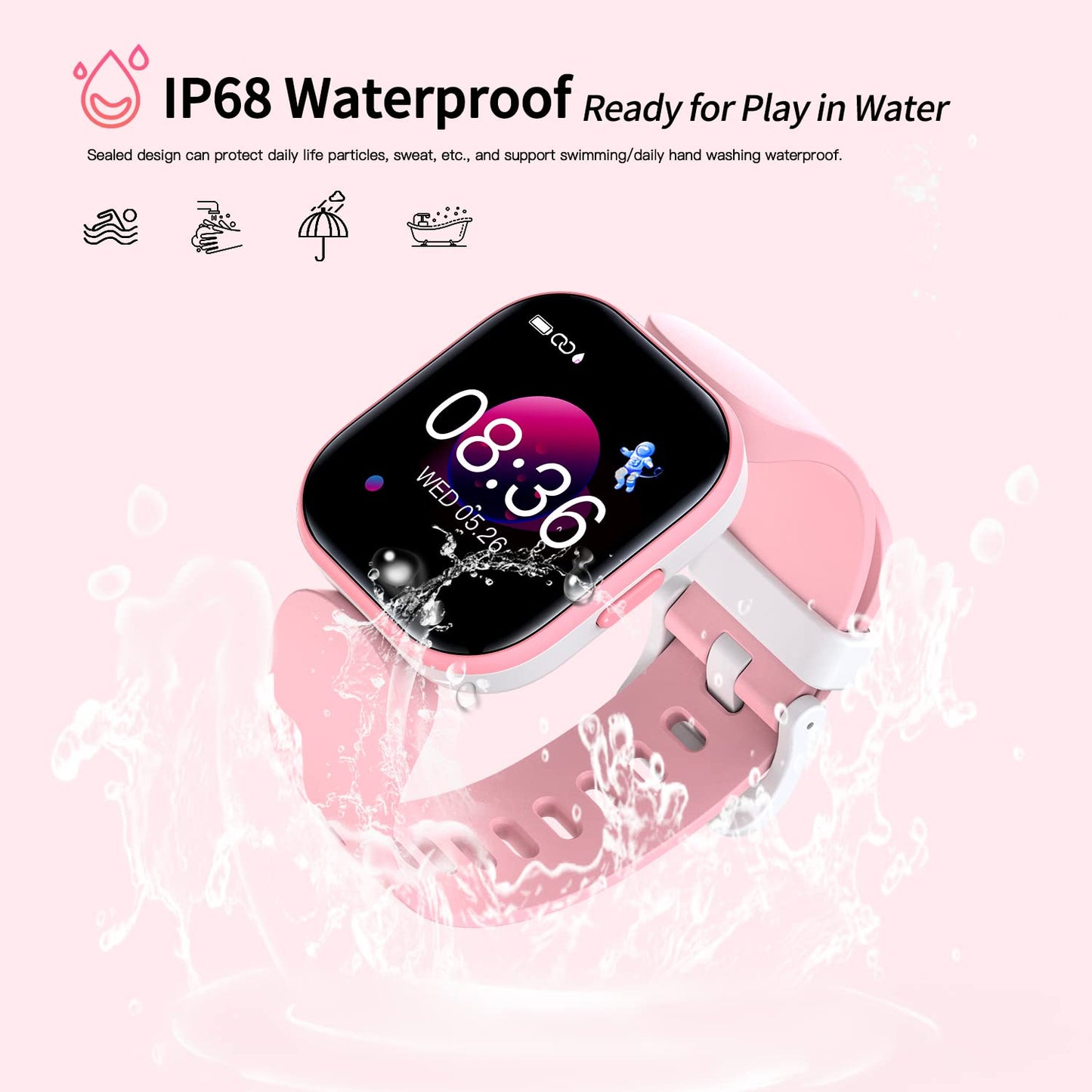 Dwfit Smartwatch Kids, Fitness Tracker with Heart Rate Monitor Stopwatch Fitness Watch Kids Watch Kids Gifts Birthday for Boys Girls for Android iOS Smartphone