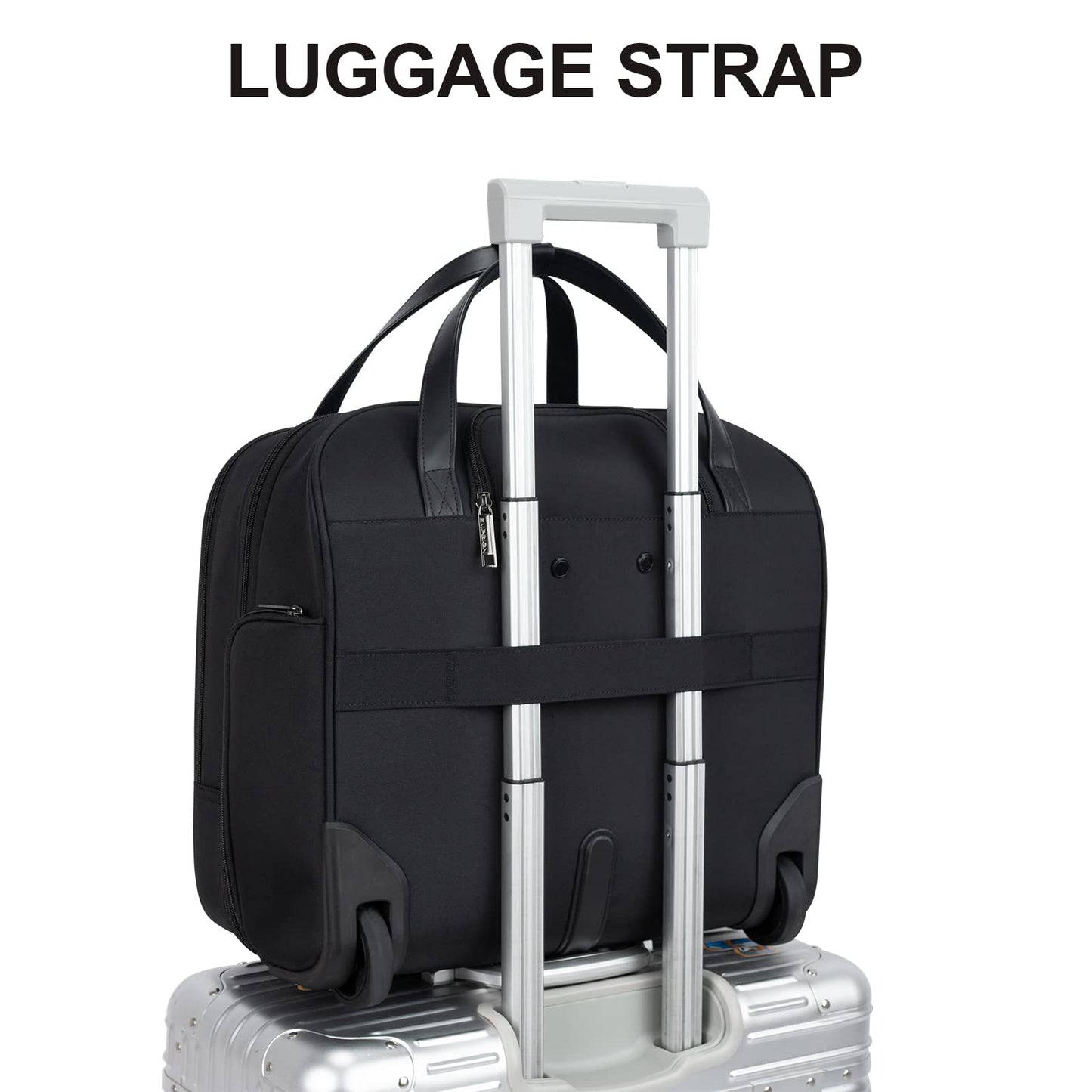 EMPSIGN Trolley Business Rolling Laptop with wheels, Rolling laptop bag for women fits up to 15.6 inch laptop, Rolling briefcase on wheels, Water resistant, with RFID pockets, black