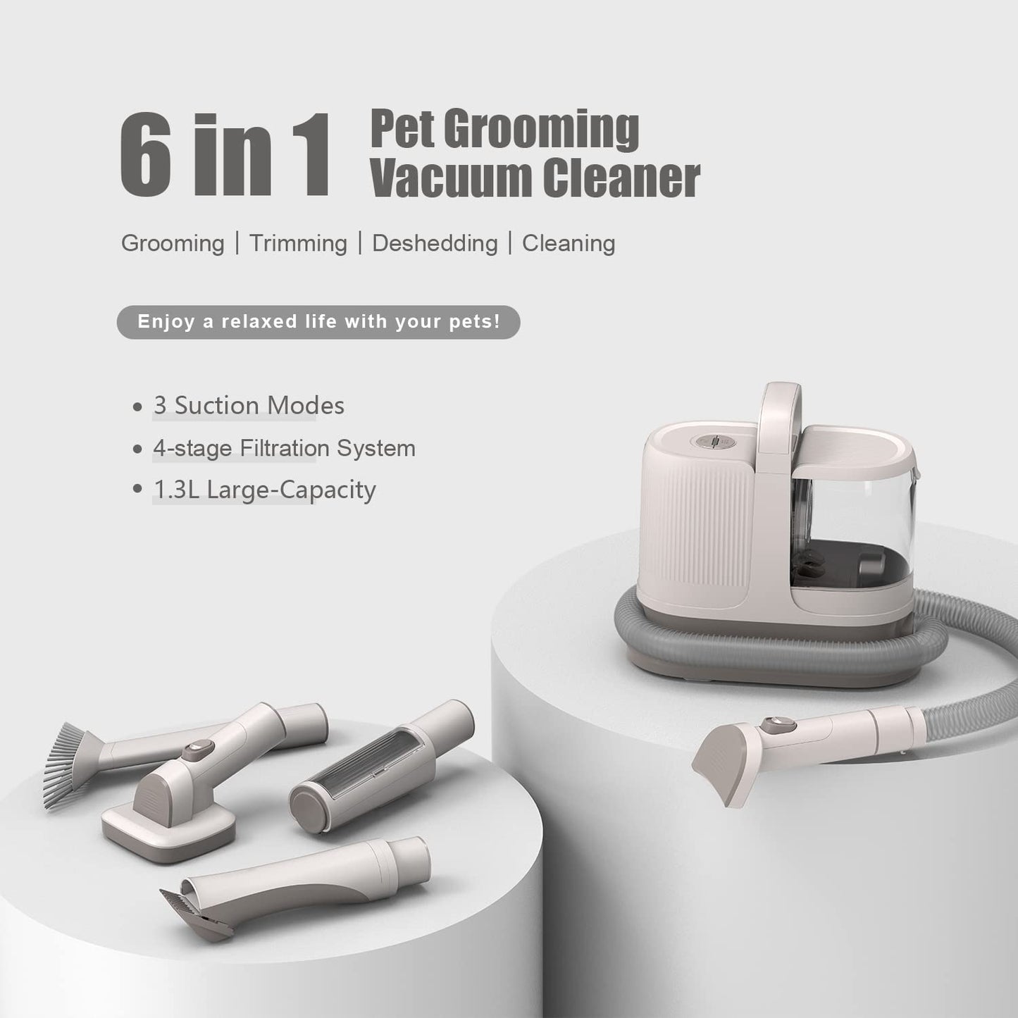 ANOSOSPECIAL Professional Pet Grooming and Vacuum Set - 3 modes cat hair remover, low noise, durable dog trimmer