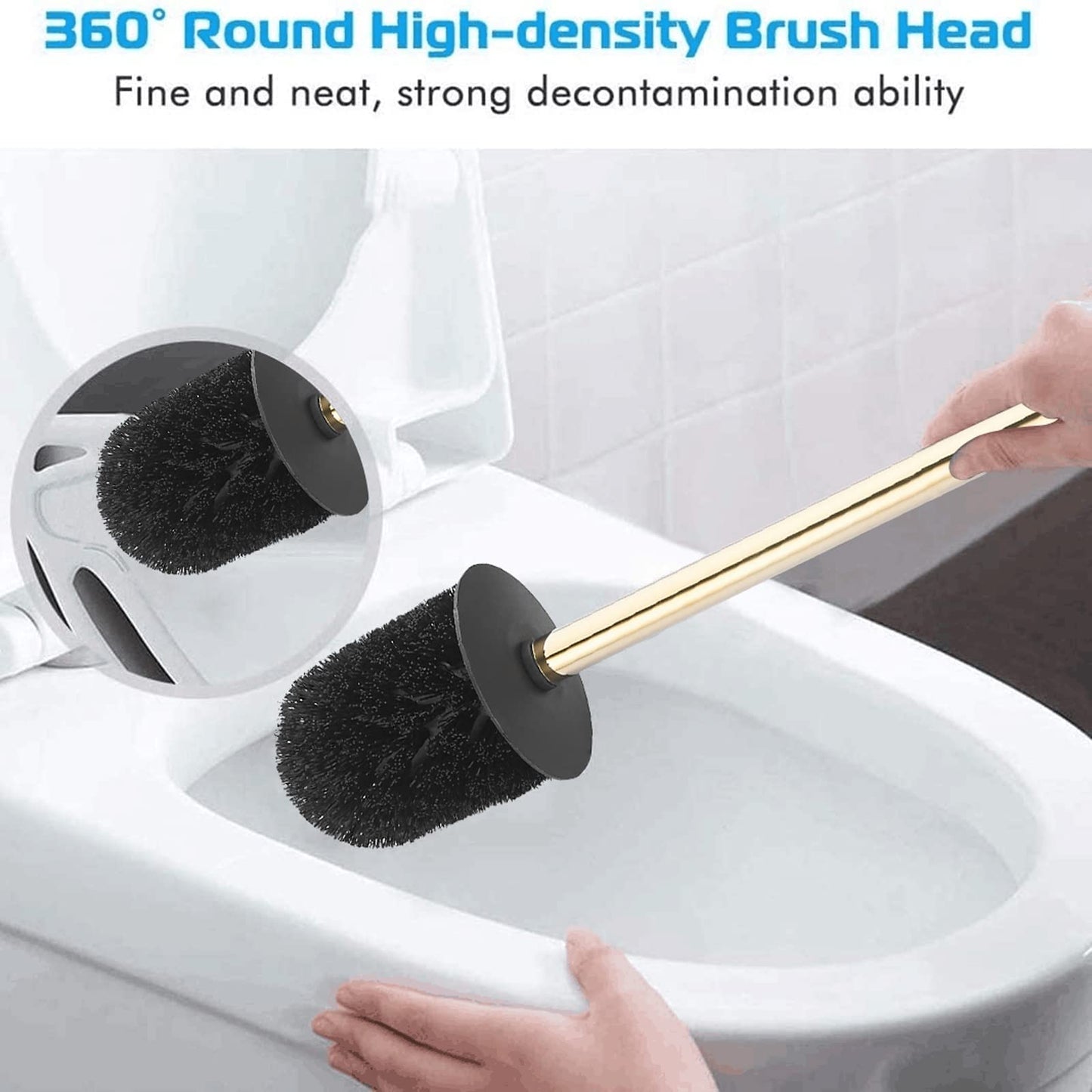 304 stainless steel, square, gold toilet brush holder