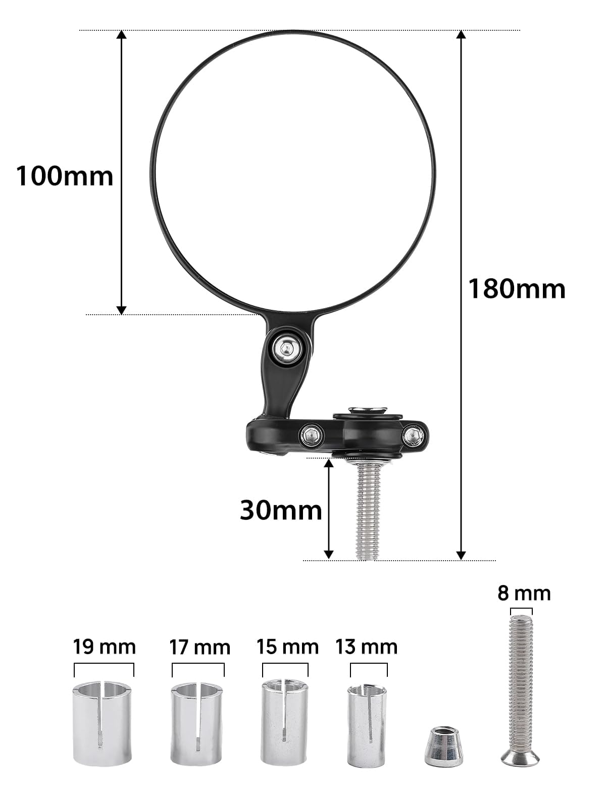 KEMIMOTO CNC Motorcycle Mirrors, E24 Certified, 360° Rotatable, Round Handlebar End Mirrors, Compatible with Scooter, Roller- Sturdy Aluminum Alloy