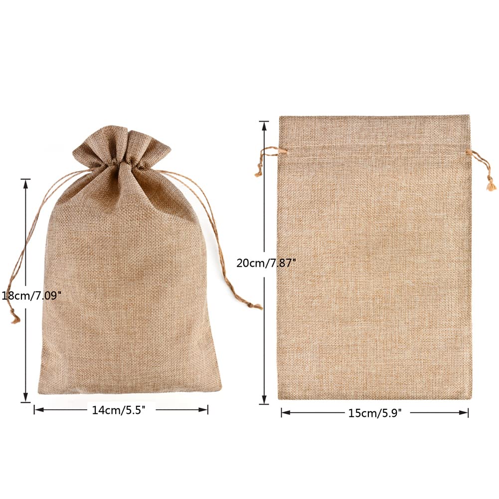 CLTPY 30 Pieces Burlap Bags 15x20 cm with Drawstring, Gift Bags Cotton Bags for Advent Calendar, Jewelry Wedding Party Favors Christmas