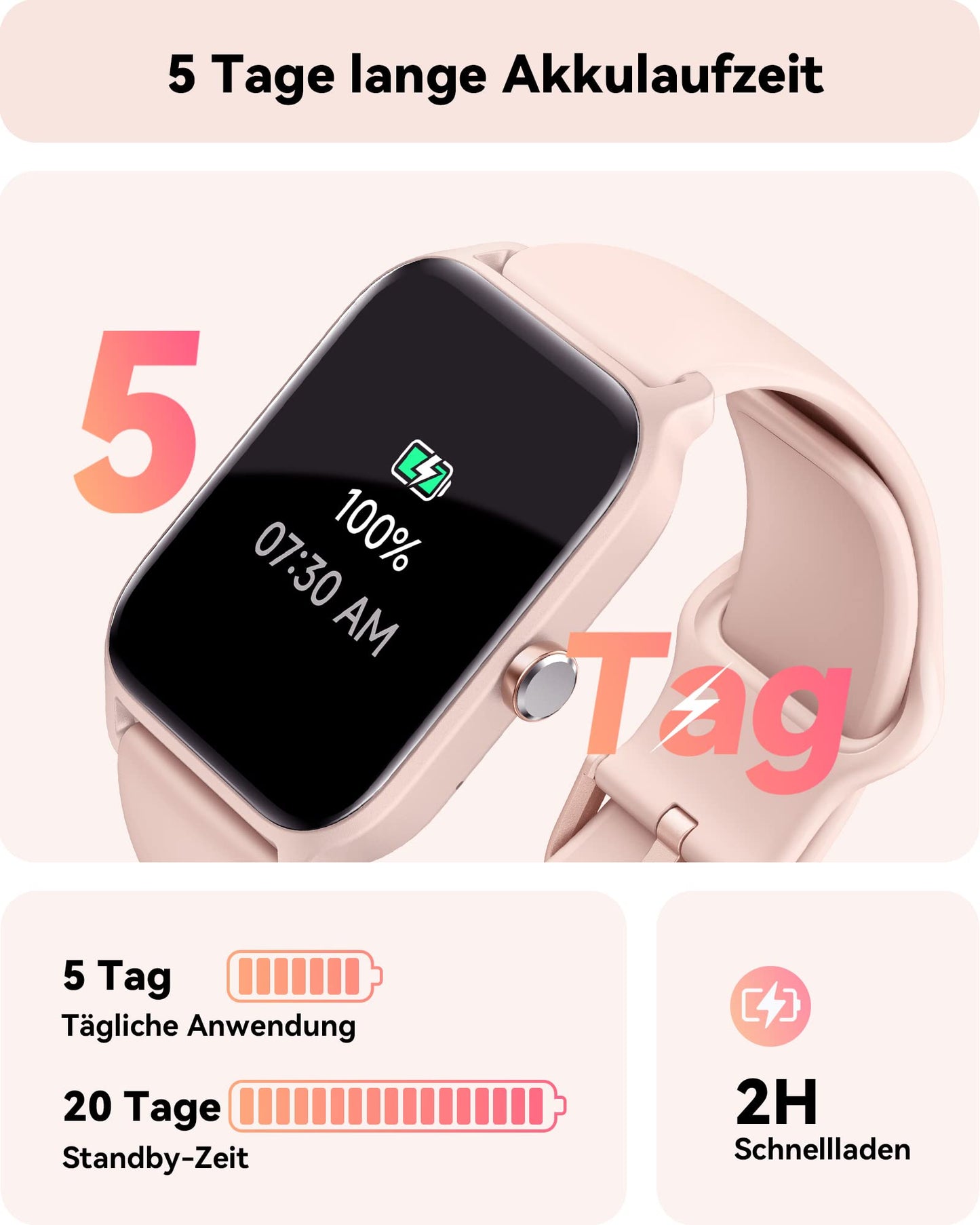 Women's smartwatch with phone function, 1.8" fitness watch for women with Alexa integrated heart rate/sleep/SpO2 monitor, pedometer watch for women with IP68 waterproof rating, 100+ sports modes, compatible with Android & IOS.