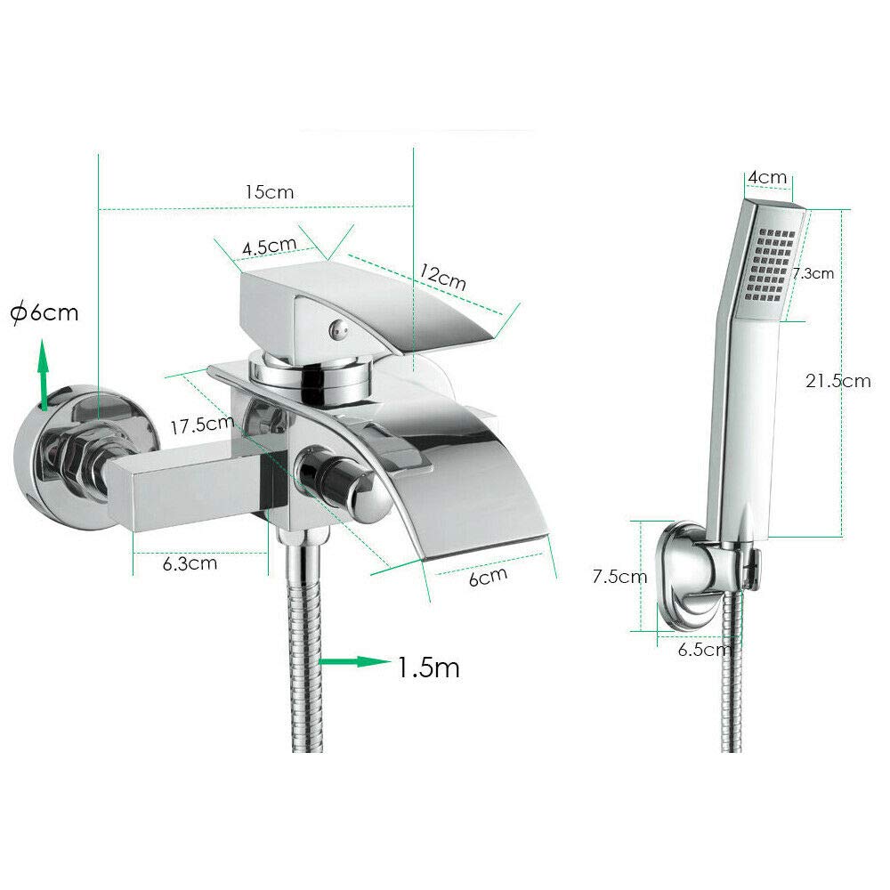 LENJKYYO Waterfall Tub Faucet, Bathtub Faucet with Hand Shower, Single Handle Tub Faucet, Shower Handset Set for Bathroom Shower.