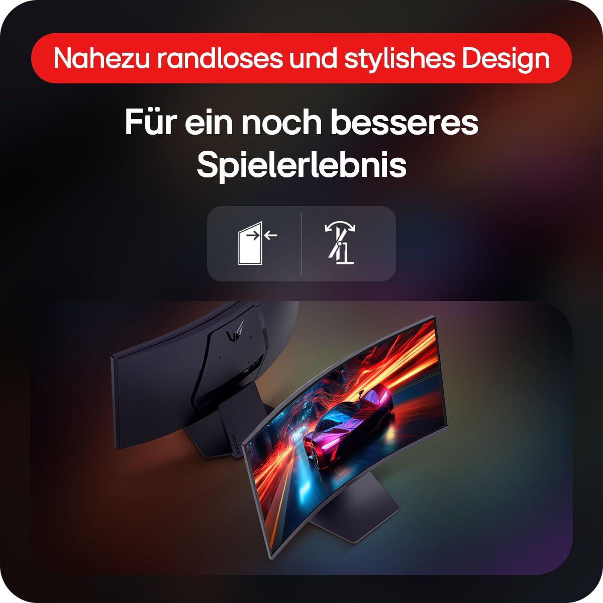 LG Electronics 27GS60QX-B.AEUQ UltraGear™ Curved QHD Gaming VA Monitor 27" (68.4cm), 2560 x 1440, 16:9, 1ms GtG, 180Hz, HDR10, 300 cd/m² brightness (typ.), AMD FreeSync, Dynamic Action Sync - Black