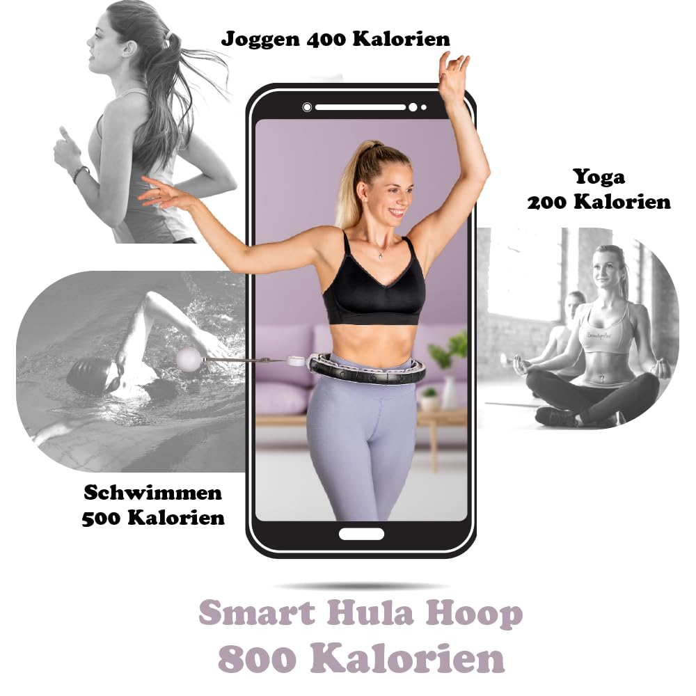 Bellage® Smart Hula Hoop for Adults and Beginners - Hula Hoop with Weighted Ball and Counter - Hullahub Hoop for Weight Loss with Fun Workout - Hoola Hoop Hoop