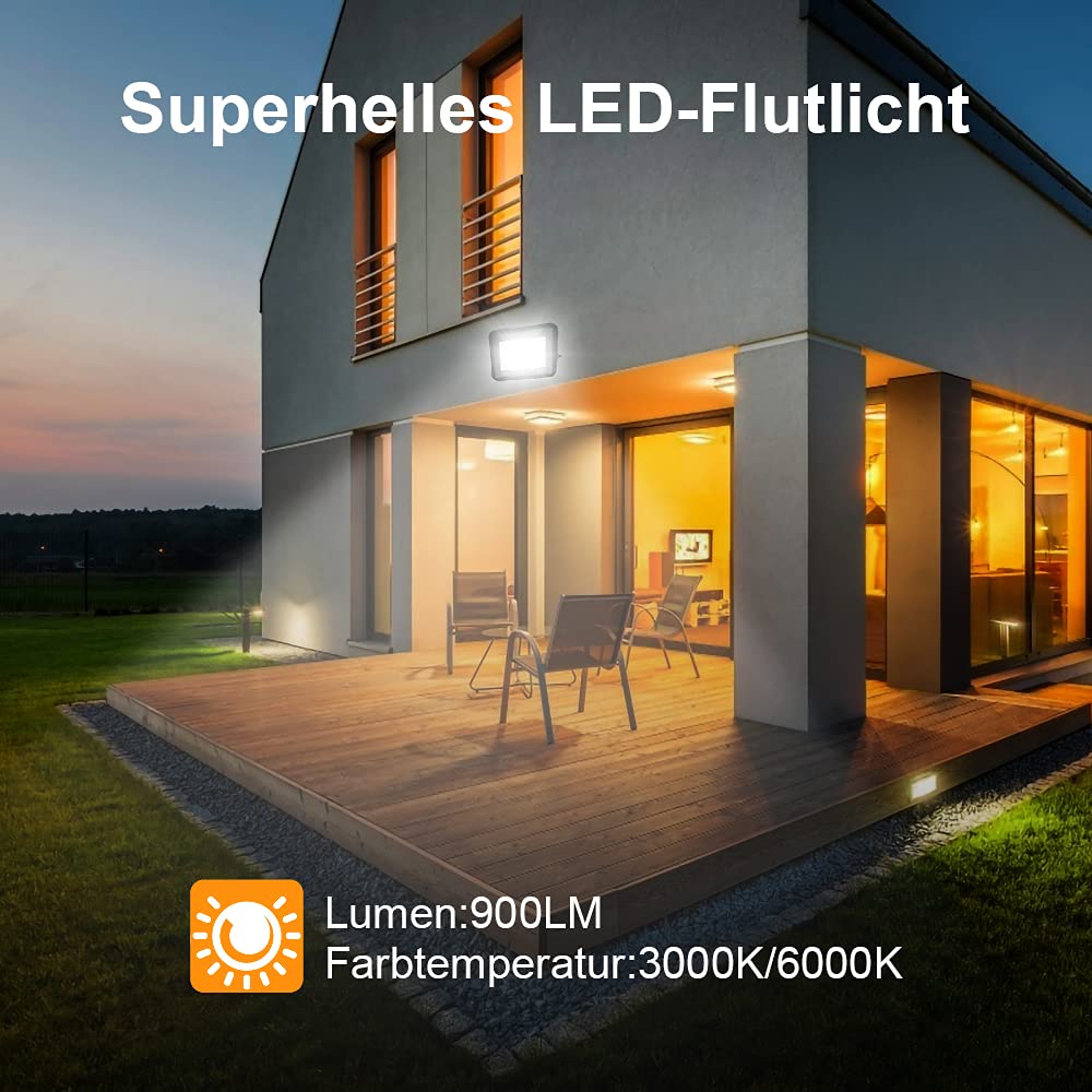 Izrielar 4pcs 10W LED Floodlights Outdoor, 900LM LED Outdoor Floodlight Spotlight IP66 3000K Warm White Floodlights Outdoor Lighting Wall Lights for Gardens, Sports fields, Courtyards, Garages, Hotels, Driveways.