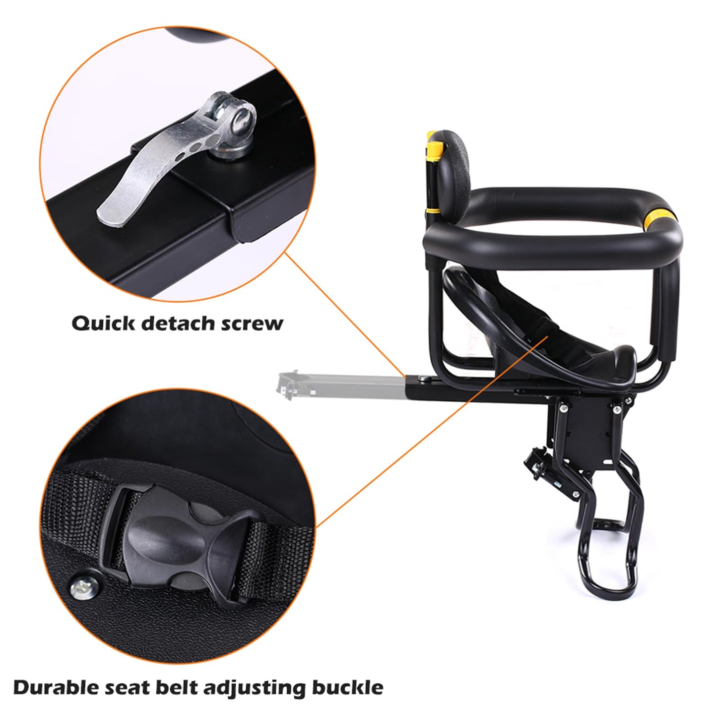 Lixada front bike seat for kids, child safety, with pedals, mount for road bike and MTB.