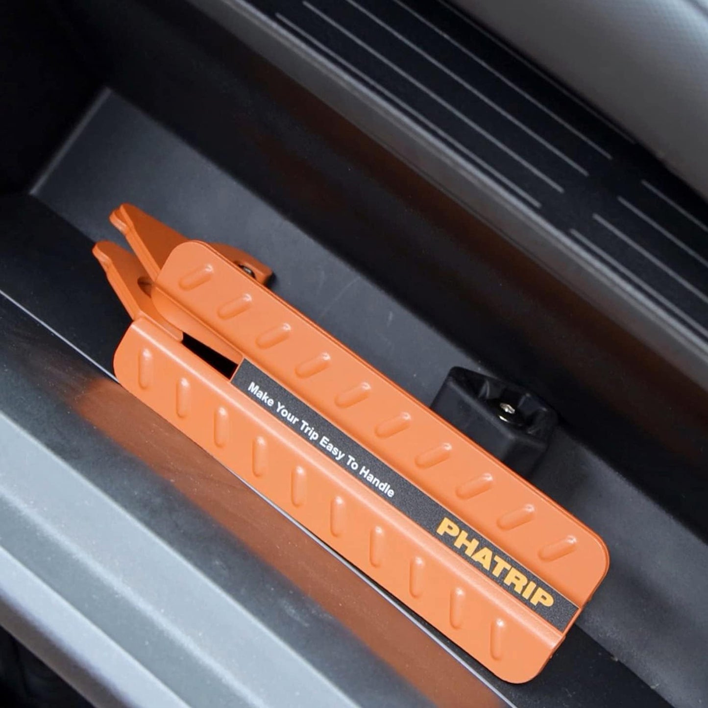 PHATRIP Car Doorstep Folding Car Door Pedal Foldable Ladder Easy to Access Roof Universal Doorstep Fits vehicles with U-shaped latches SUV, Jeep, RV, Orange, Alloy Steel