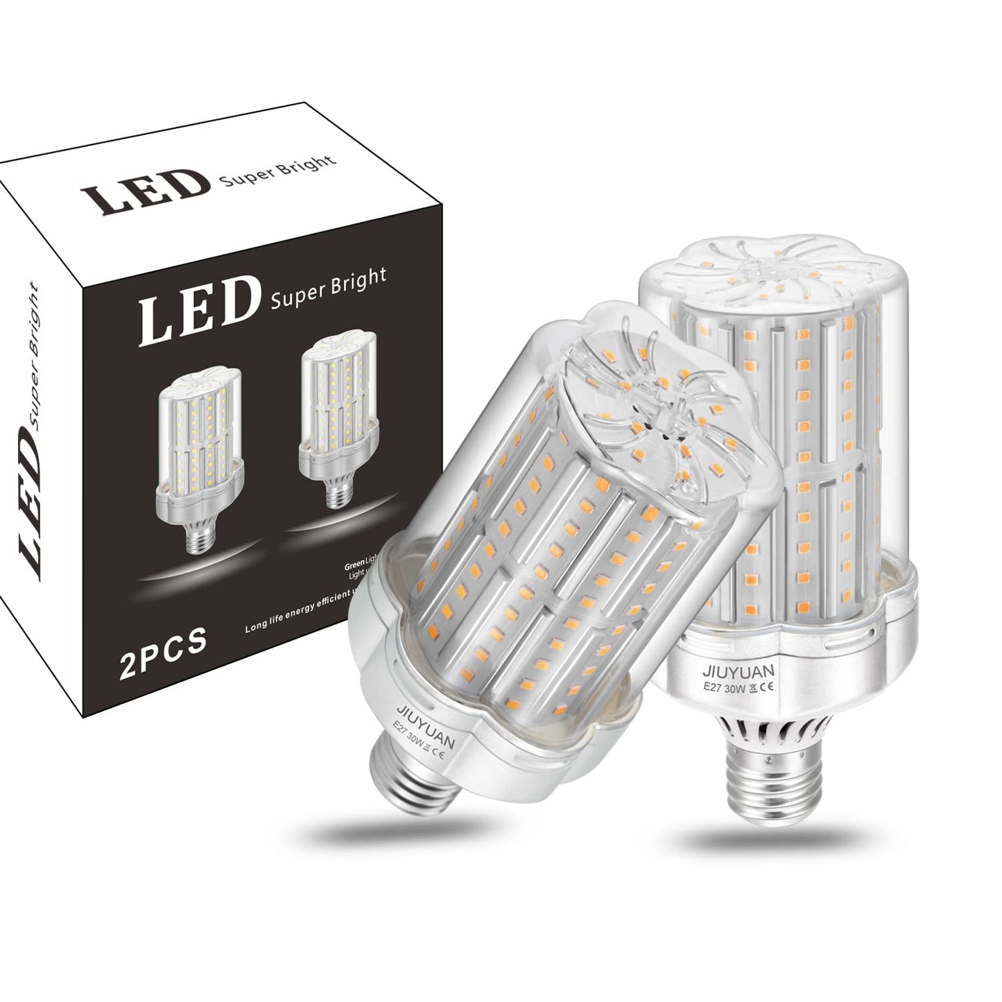 JIUYUAN LED lamps E27 30W Warm White E27 LED Bulb 3000K 3500LM Replacement 250W Incandescent Bulb LED E27 Corn Bulbs Non-Dimmable E27 LED Warm White 2 Pack