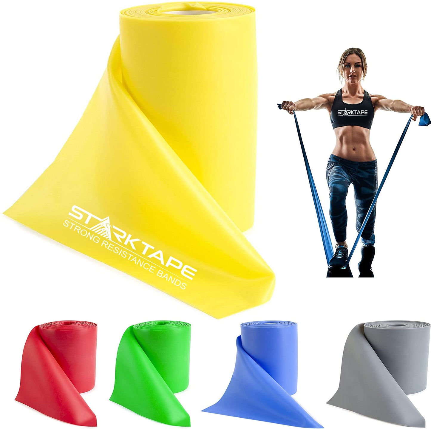 Strong tape Resistance Bands Latex-free - Professional fitness bands for home training, physiotherapy, pilates, strength training, and rehabilitation - 23 meters Yellow