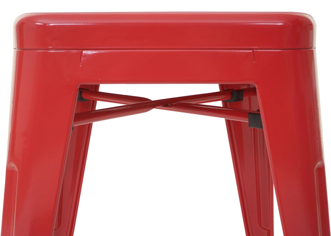 Mendler 4-piece set bar stools HWC-A73, bar chair counter stool, metal industrial design stackable - red.
