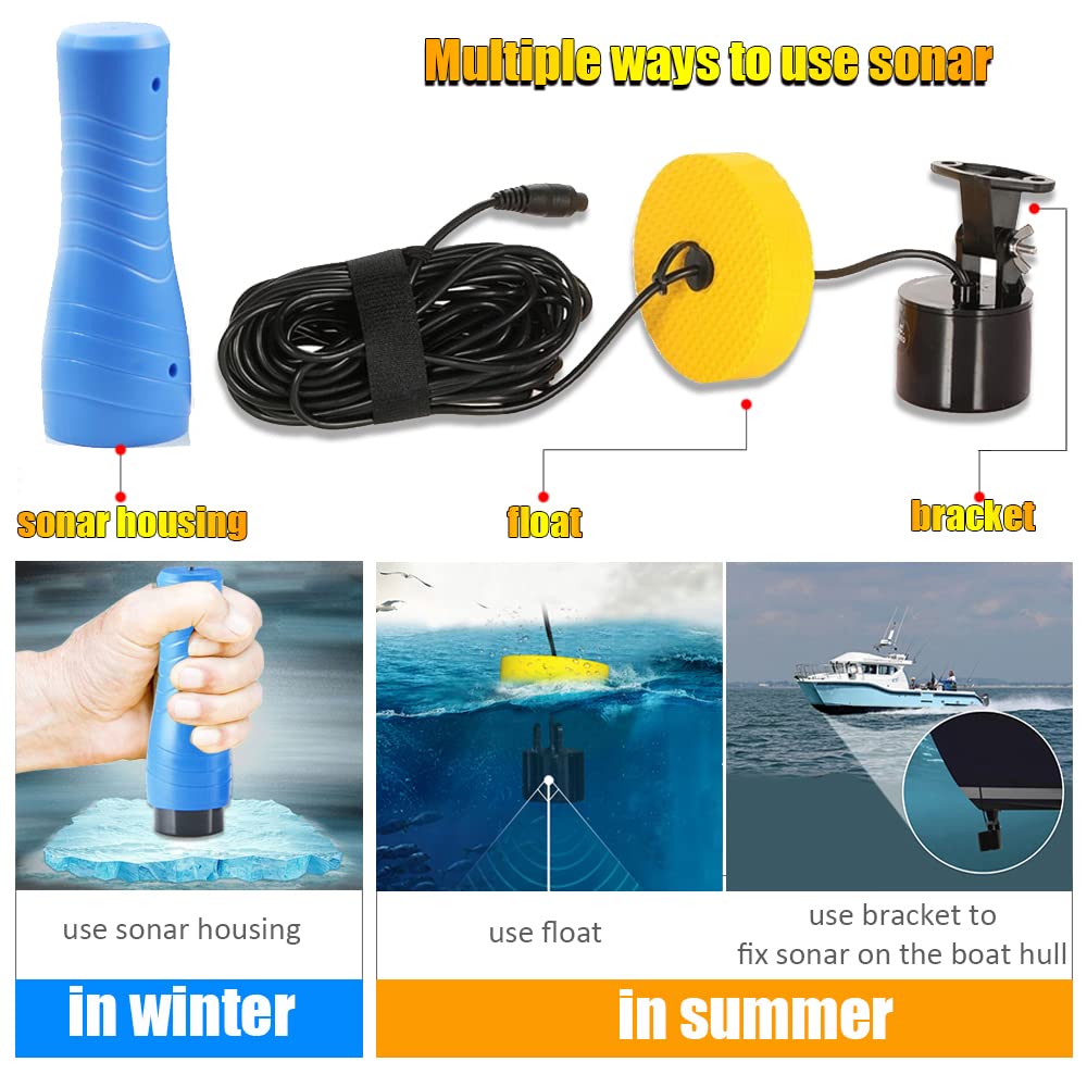 LUCKY Portable Fish Finder Fish Detector Device Handheld Depth Finder for Boat Kayak Canoe Pontoon Jon Boat Jet Ski Float Tubes Ice Fishing Fish Finder Shore Fishing Gifts for Men