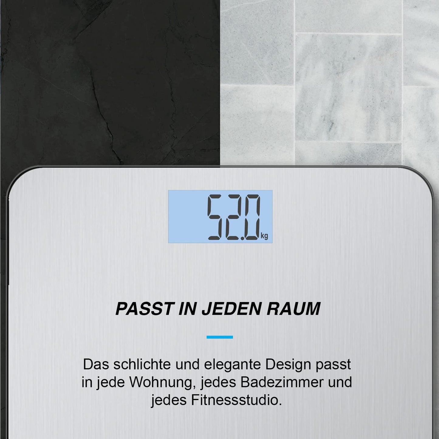 ACTIVE ERA Ultra-Slim Digital Body Weight Scale with precise accuracy and Step-On Technology - Scale made of safety glass and with large LCD display - Steel