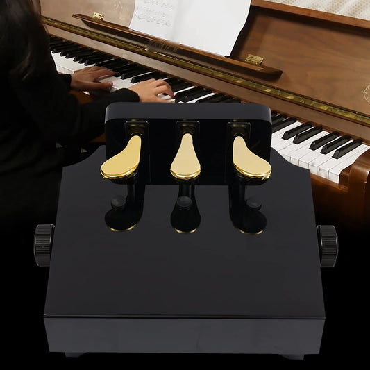 YUNRUX Piano Pedal Extender Bench for Kids - Pedal Extension Adjustable in Height with 3 Pedals - Teaching Aid Accessory Black