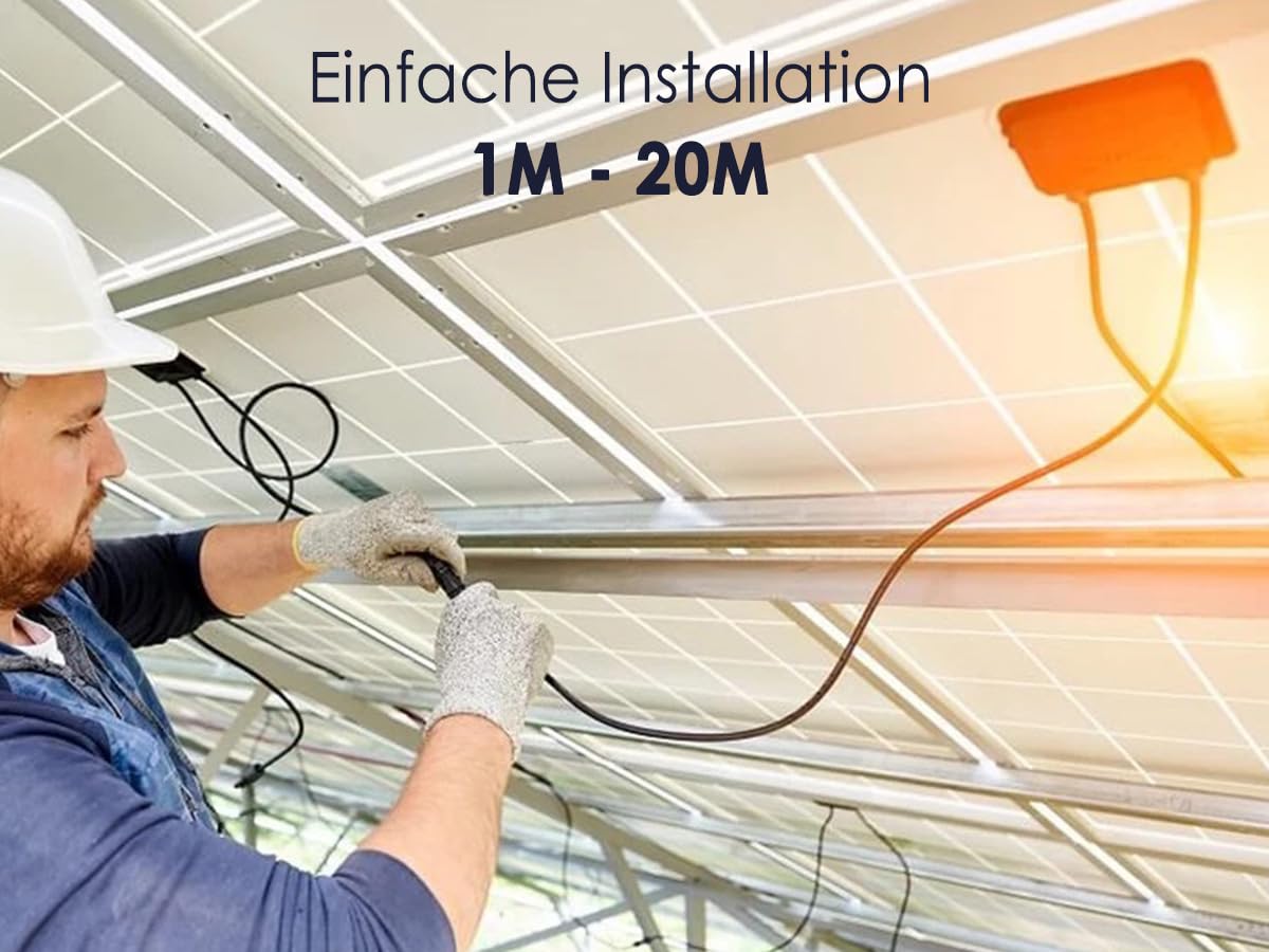 4mm² professional connection cable for solar module to solar charge controller. Enjoy the 8m long connection cable.