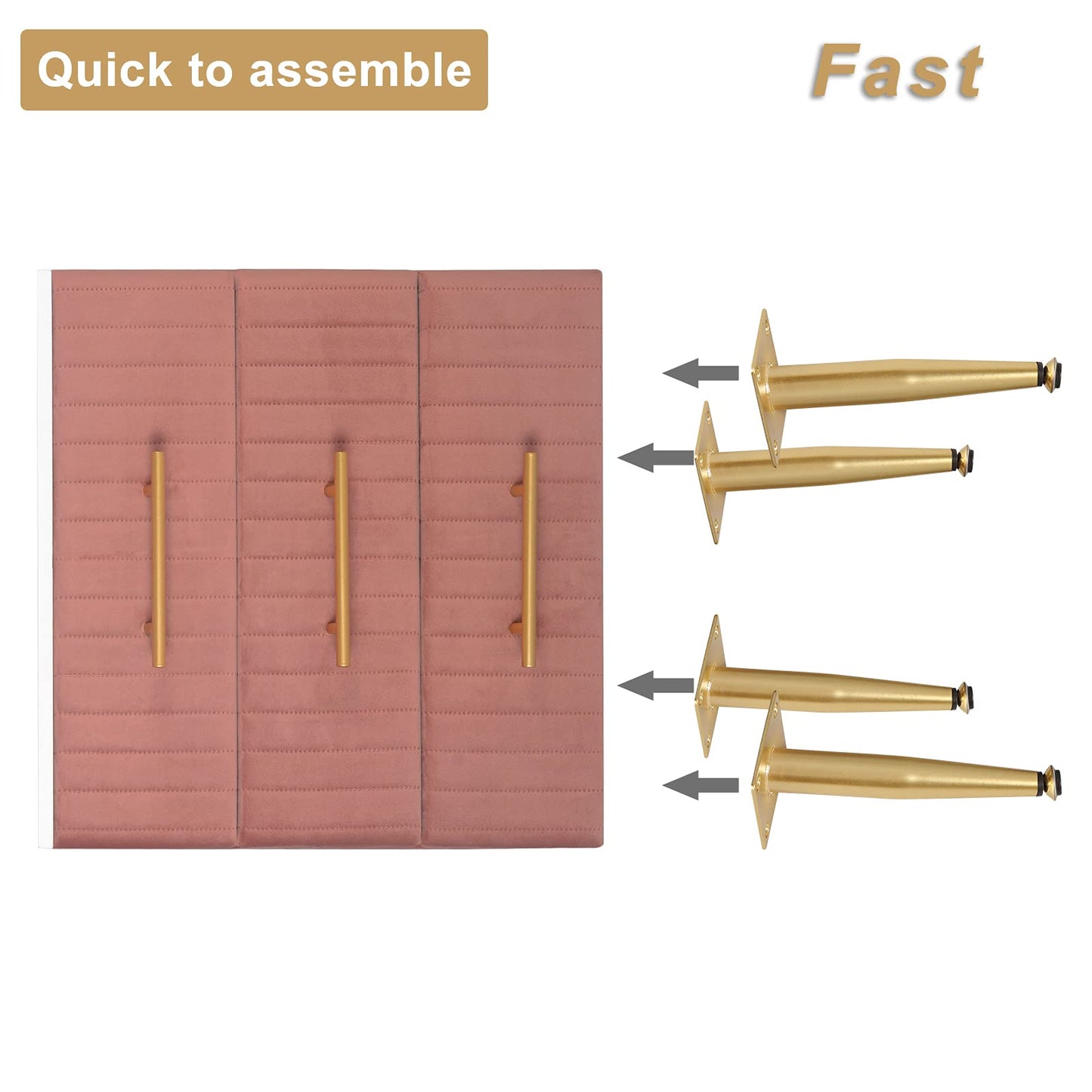 WOLTU 2 pack nightstand bedside table for box spring bed, chest of drawers made of solid wood, easy assembly, stable, 40.5x41x62cm, Pink TS135rs