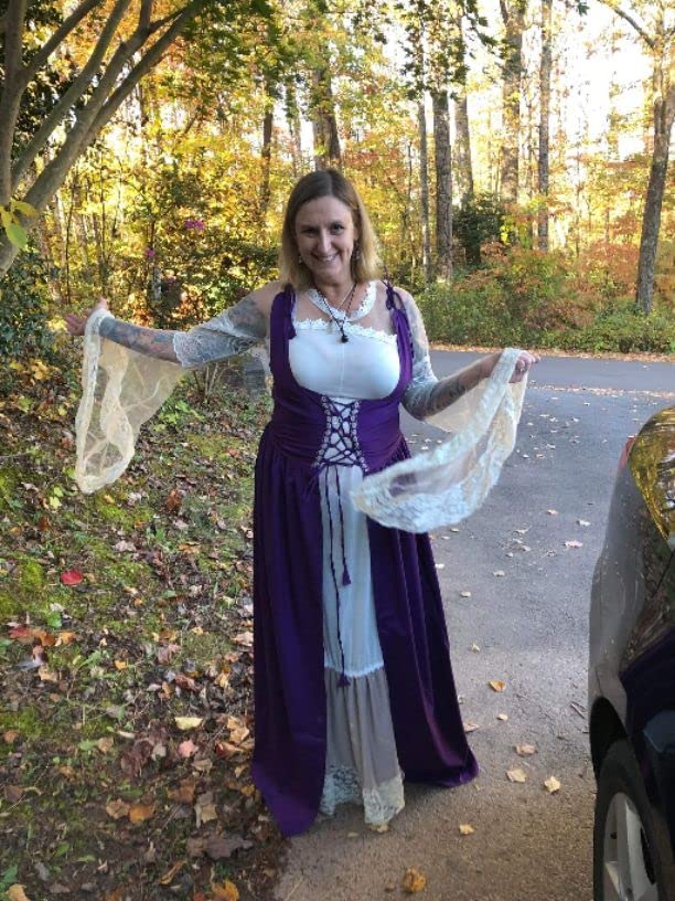 Aibaowedding Renaissance dress women medieval dress medieval costumes women (burgundy, L/XL)