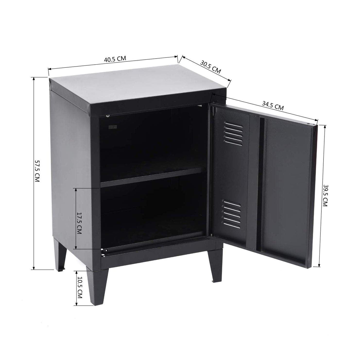 Small storage cabinet, steel cabinet, file cabinet, freestanding with 4 sturdy metal legs & scratch-resistant powder-coated surface, compact yet spacious, black, 30*40*57cm.
