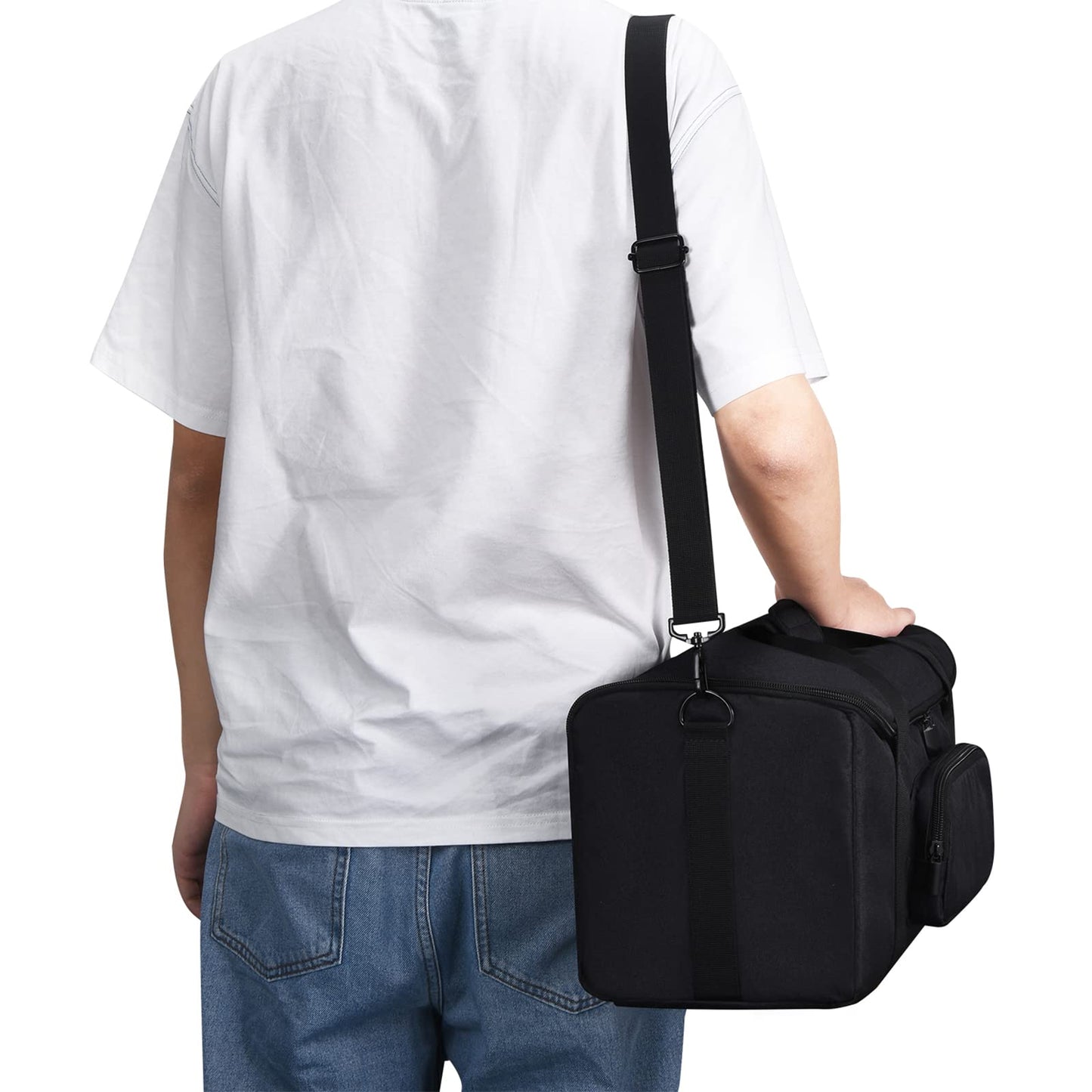 Hzycwgone carrying case for Ultimate Ears HYPERBOOM portable Bluetooth speaker. Includes shoulder strap, additional storage pockets for charger, cables, phone accessories (Black).