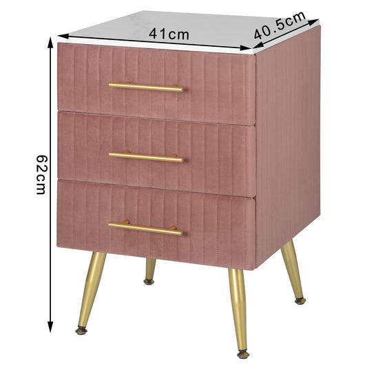 WOLTU 2 pack nightstand bedside table for box spring bed, chest of drawers made of solid wood, easy assembly, stable, 40.5x41x62cm, Pink TS135rs