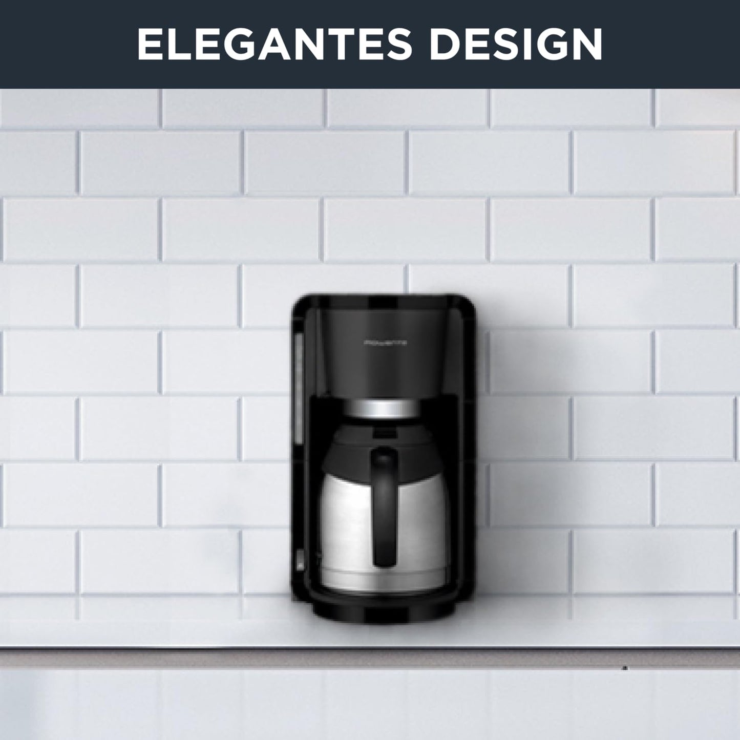 Rowenta Filter coffee machine Adagio, stainless steel thermos jug, keeps coffee warm for up to 4 hours, brews 10-15 cups, capacity 1.25 L, removable filter holder, automatic shut-off, Black, CT3818