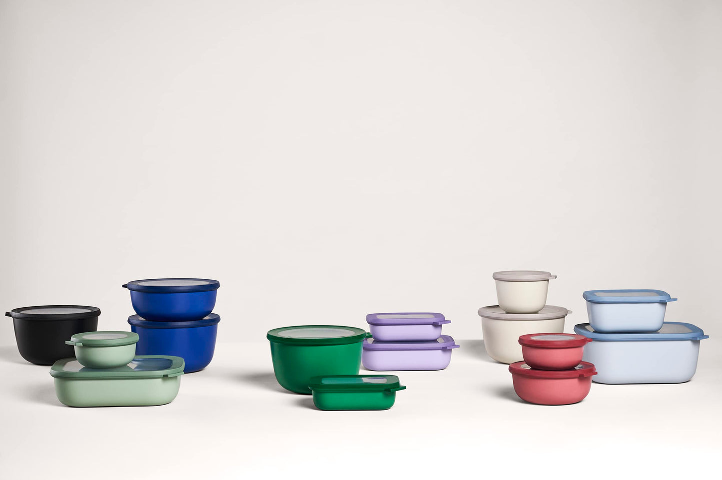 Mepal Multibowl Cirqula Round 3-piece Set - Microwave Safe - Perfect for storage, fridge, freezer & microwave use - 350 ml, 750 ml & 1250 ml - Vivid mauve