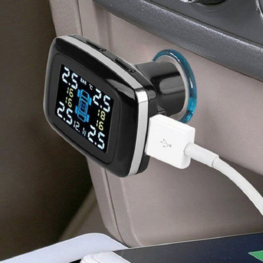 Tire pressure monitoring system, real-time monitoring RV TPMS tire pressure monitoring system with 4 external sensors Tire pressure reminder, leakage warning, audible alarm for caravan, coach