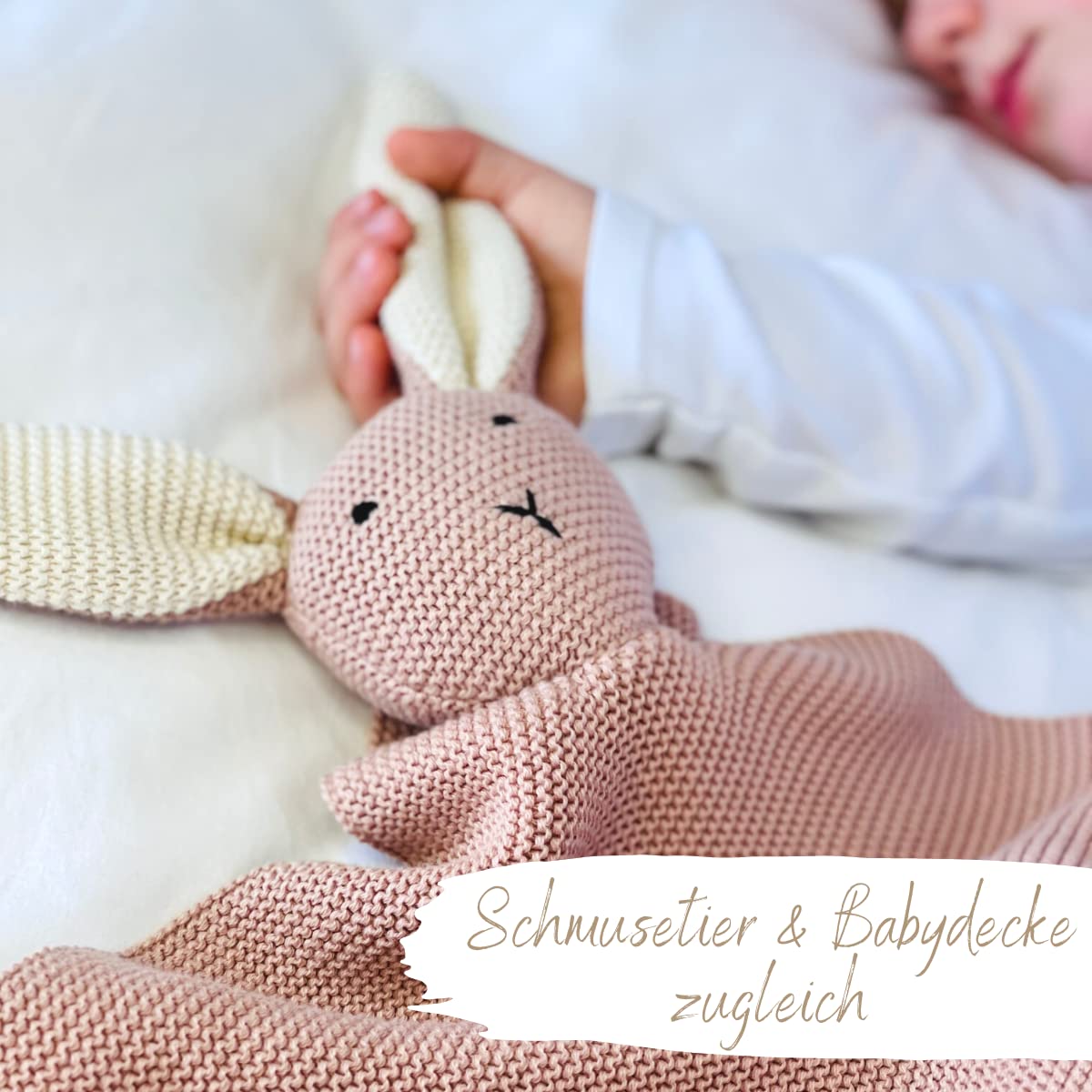 DIKOS Original 2-in-1 Baby Blanket & Snuggle Bunny (Blush) β a lovely gift for newborns made from soft organic cotton (GOTS) β perfect as baby girl's first cuddly toy at birth