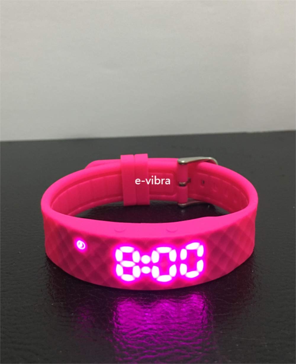 e-vibra potty training watch - Silent vibration alert watch - with timer and 15 daily alarms (Hot Pink)