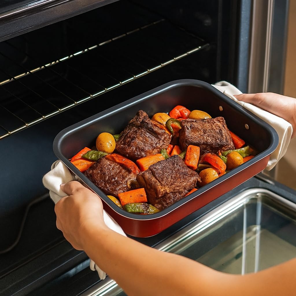 Space Home - Professional Non-Stick Baking Sheet Set - Casserole Dish - Large Casserole Dish - Lasagna Casserole Dish - Lasagna Pan - Baking Pans - Cake Pan - 3-Piece Set - Double Non-Stick Coating