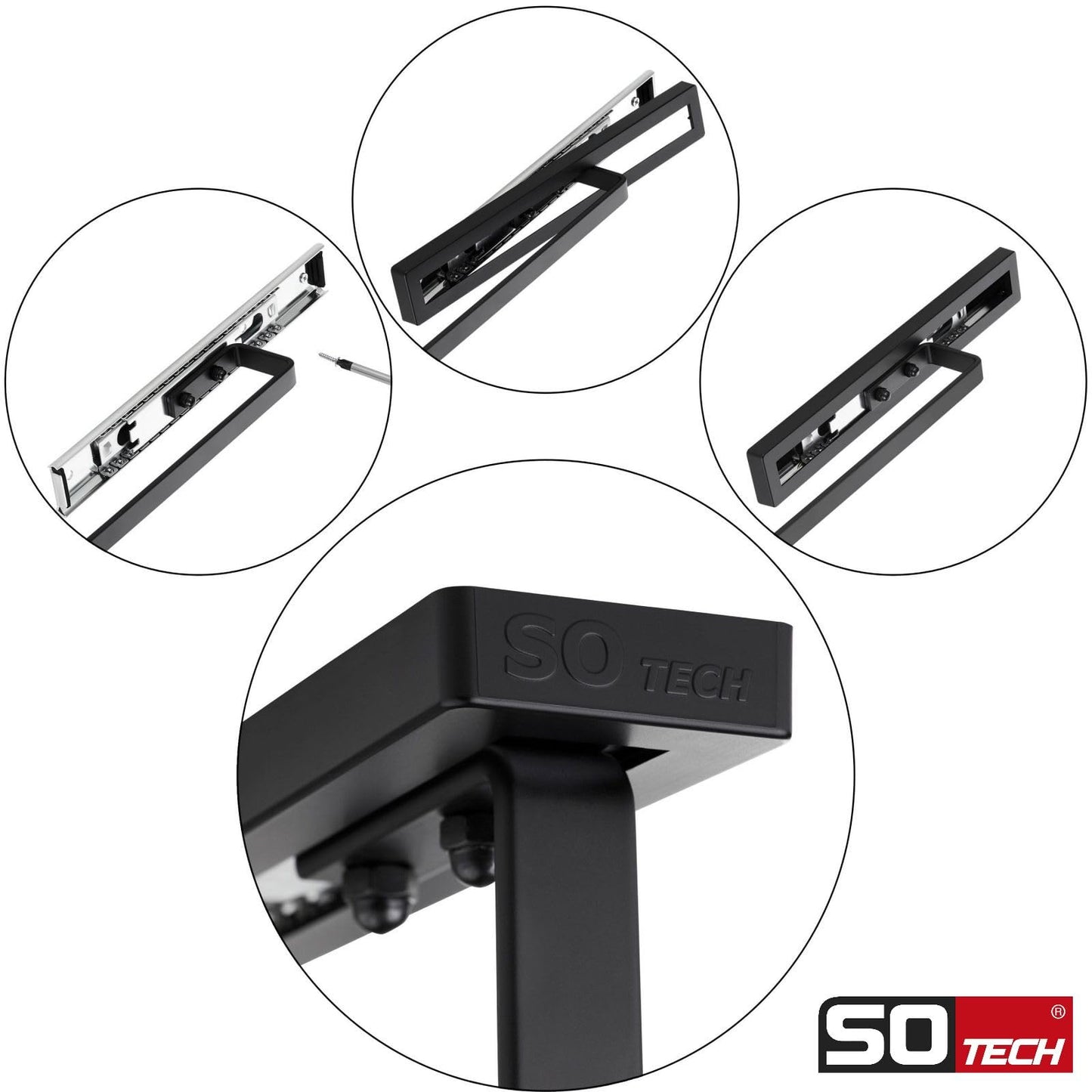 SOTECH towel pull-out Style 2-armed black 415 mm extension length 300 mm towel holder for side mounting on washbasin in bathroom and kitchen.