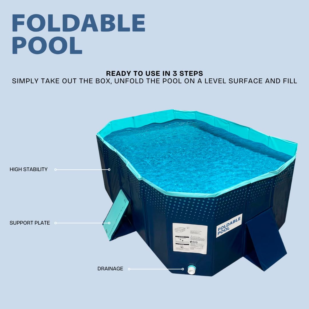 INDUSTEX Foldable Pool, 130 x 90 x 45 cm, Children’s Pool, Portable Dog Pool, Foldable Pool, Bathtub, Pool Toy, Suitable for Children, Medium-sized Pets