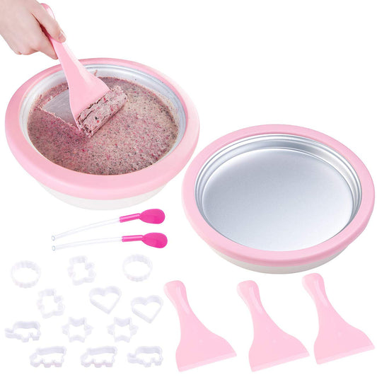 TokioKitchenWare Thai Ice Cream Machine: 2-piece Ice Teppanyaki Plates for making Ice Cream Rolls (Ice Cream Maker Plates, Teppanyaki Ice Maker Plate, Rolled Machine)