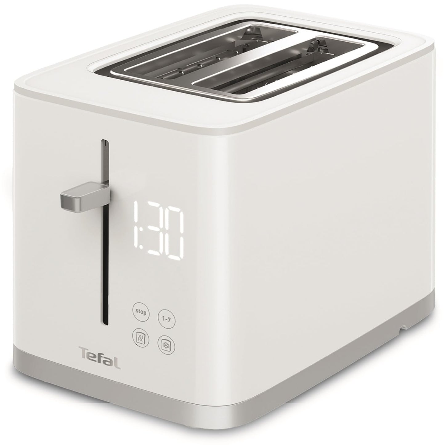 Tefal TT6931 Sense Toaster | 7 browning levels | Digital display | Countdown | Reheat/Defrost | Crumb tray | Stop button | White