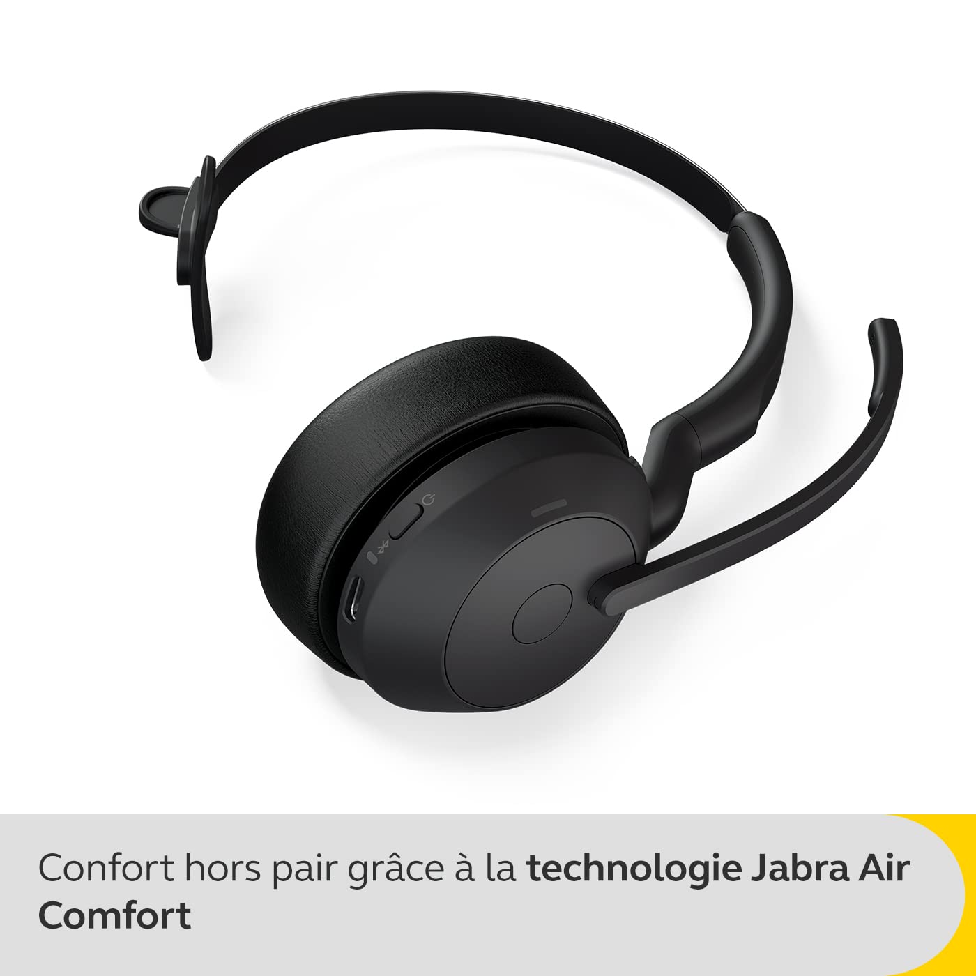 Jabra Evolve2 55 - wireless mono headset with charging stand Air Comfort - microphones with noise cancellation and ANC - compatible with all UC platforms like Zoom and Google Meet - Black