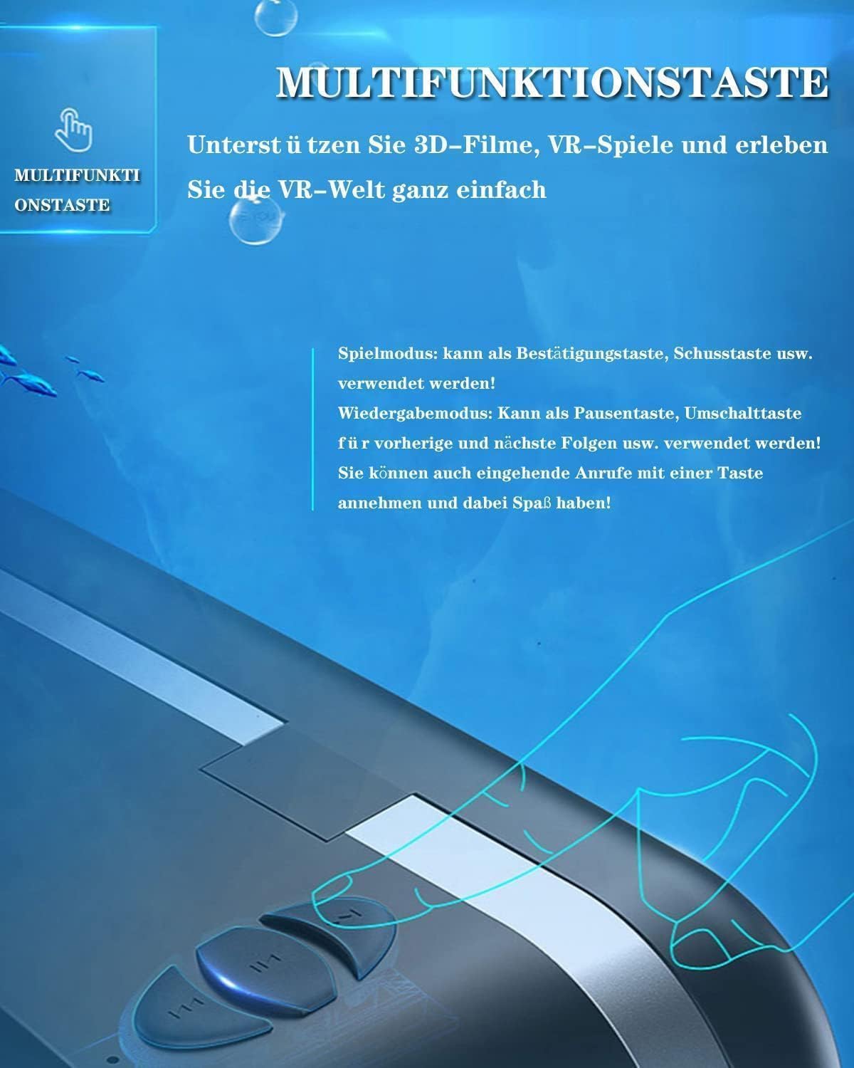 VR headset for smartphones,VR glasses Virtual Reality 3D with Bluetooth remote control Experience games for Android/iOS 4.7-7.2 inch phones Kids Adults Gift 2023 New