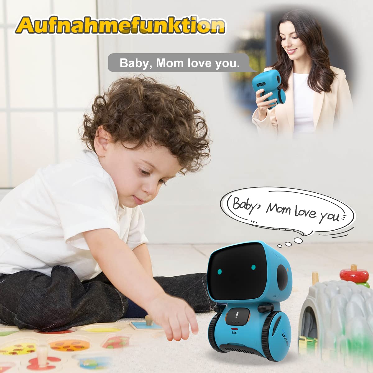 REMOKING Intelligent Robot Kids Toy, Interactive Robot Learning Toy, Gifts for Boys Girls, Touch Control, Voice Control, Voice Recording, Repeat, Dancing, Music (Blue)