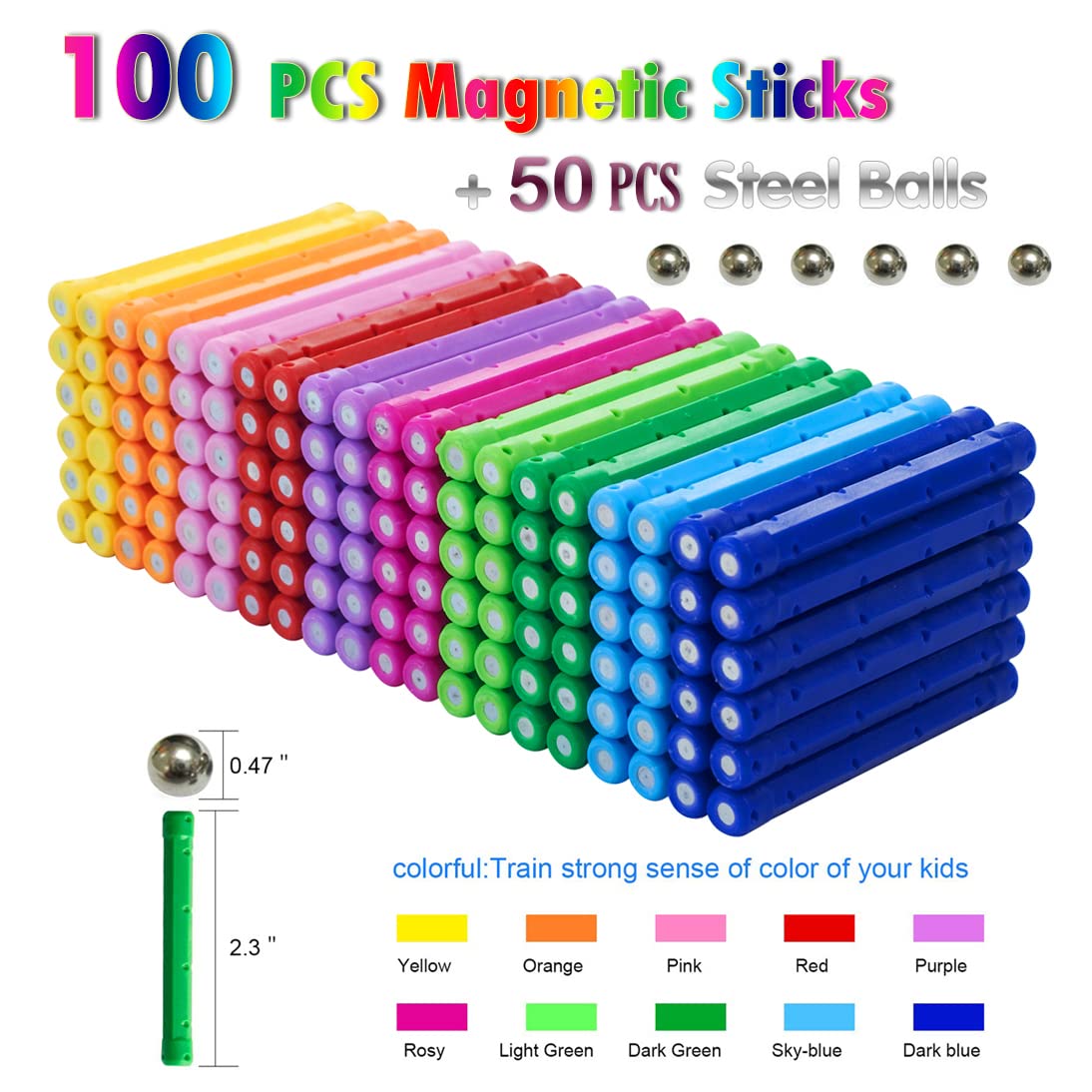 Beicarin Magnetic Building Blocks, 150 Pieces, toy, magnetic educational toys, magnetic blocks, stackable toy set for children and adults