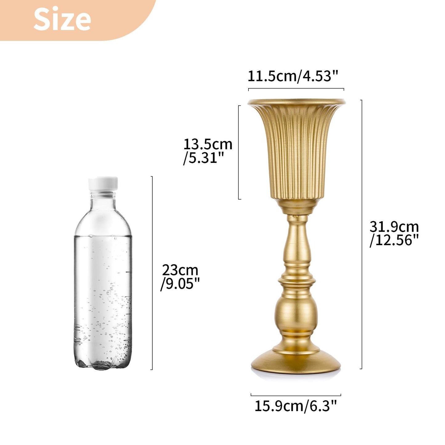 Nuptio 10 Piece Blooming Metal Trumpet Vase Elegant Vase with Centerpieces for Wedding Celebrations, 31.9cm High, Artificial Flower Arrangements for The Anniversary Party Gold