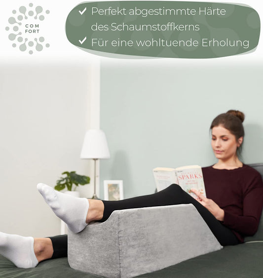 WELL B4 Ergonomic leg elevation cushion - Leg elevation cushion Leg support wedge/pillow for legs & knees ideal as a lymph cushion and vein wedge.