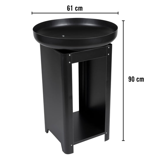 BBQ Collection 3-in-1 fire pit with grill grate - fire basket 61 x 90 cm - outdoor kitchen with Teppanyaki and BBQ grill plate - Plancha BBQ with wood storage - garden fireplace for outdoor use - metal.