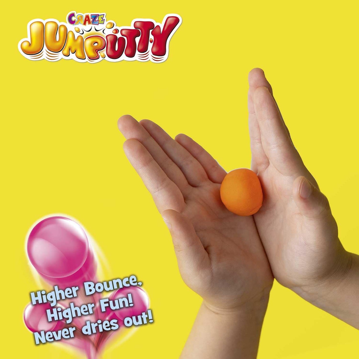 JUMPUTTY Bouncing children's clay Complete counter display with 24 cans, bouncy clay to go, 5 different colors